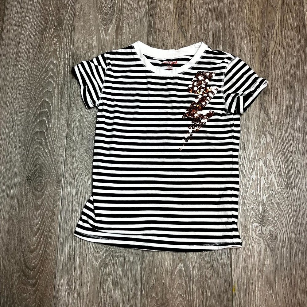 Cat & Jack Lighting sequins Black and White Top Size small 6 Girl Top